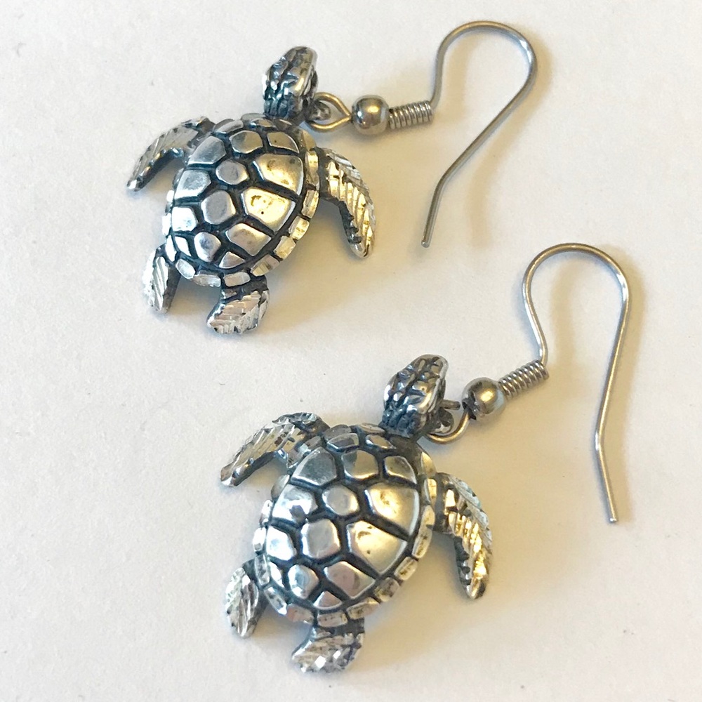 Handmade Sterling Silver Sea Turtle Earrings